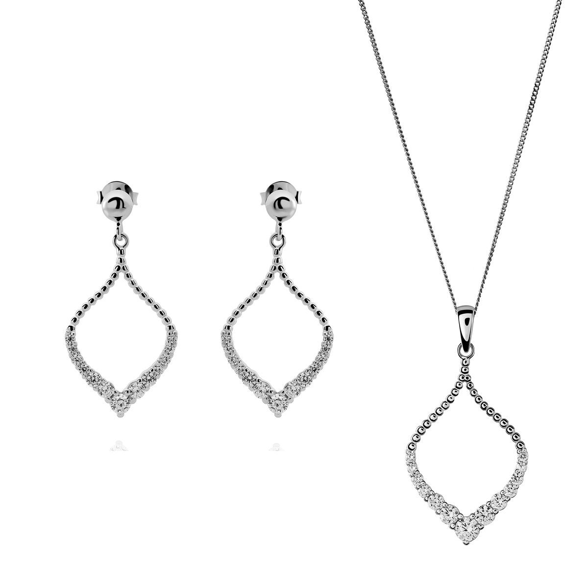 Orphelia 'Grace' Damen 925 Sterling Silber Set: Ketten-Anhänger + Ohrringe - Silber SET-7493