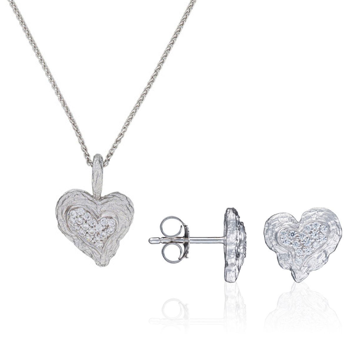 Orphelia 'Hazel' Damen 925 Sterling Silber Set: Kettenanhänger + Ohrringe - Silber SET-7082