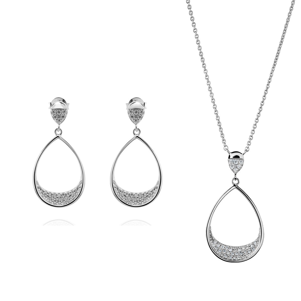 Orphelia 'Jolina' Damen Set aus 925 Sterling Silber: Halskette + Ohrringe - Silber SET-7490