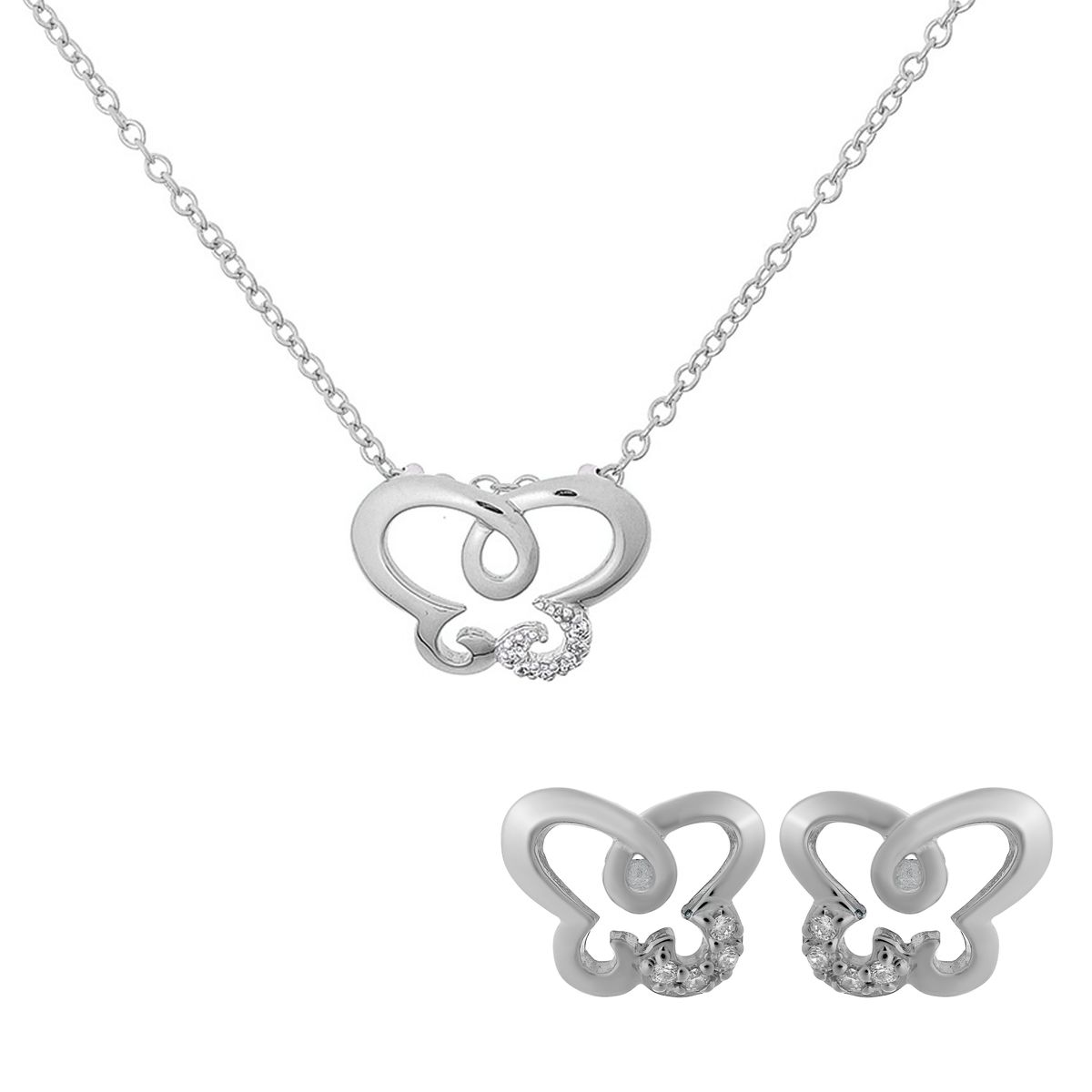 Orphelia 'Joya' Damen 925 Sterling Silber Set: Kettenanhänger + Ohrringe - Silber SET-7088