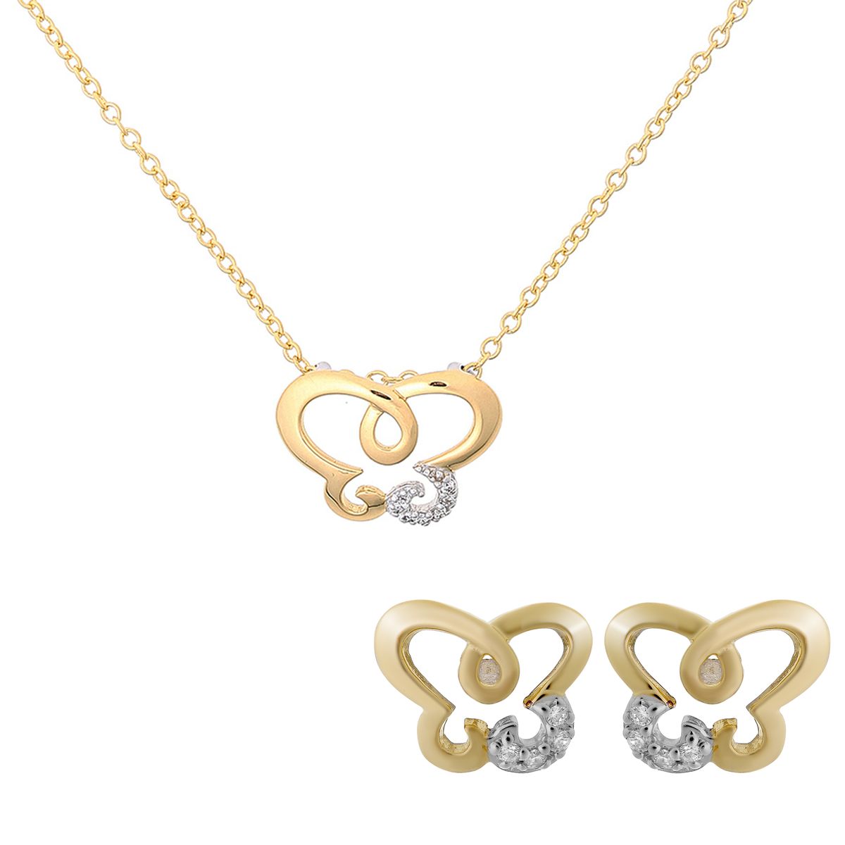Orphelia 'Joya' Damen 925 Sterling Silber Set: Kettenanhänger + Ohrringe - Silber/Gold SET-7088/1
