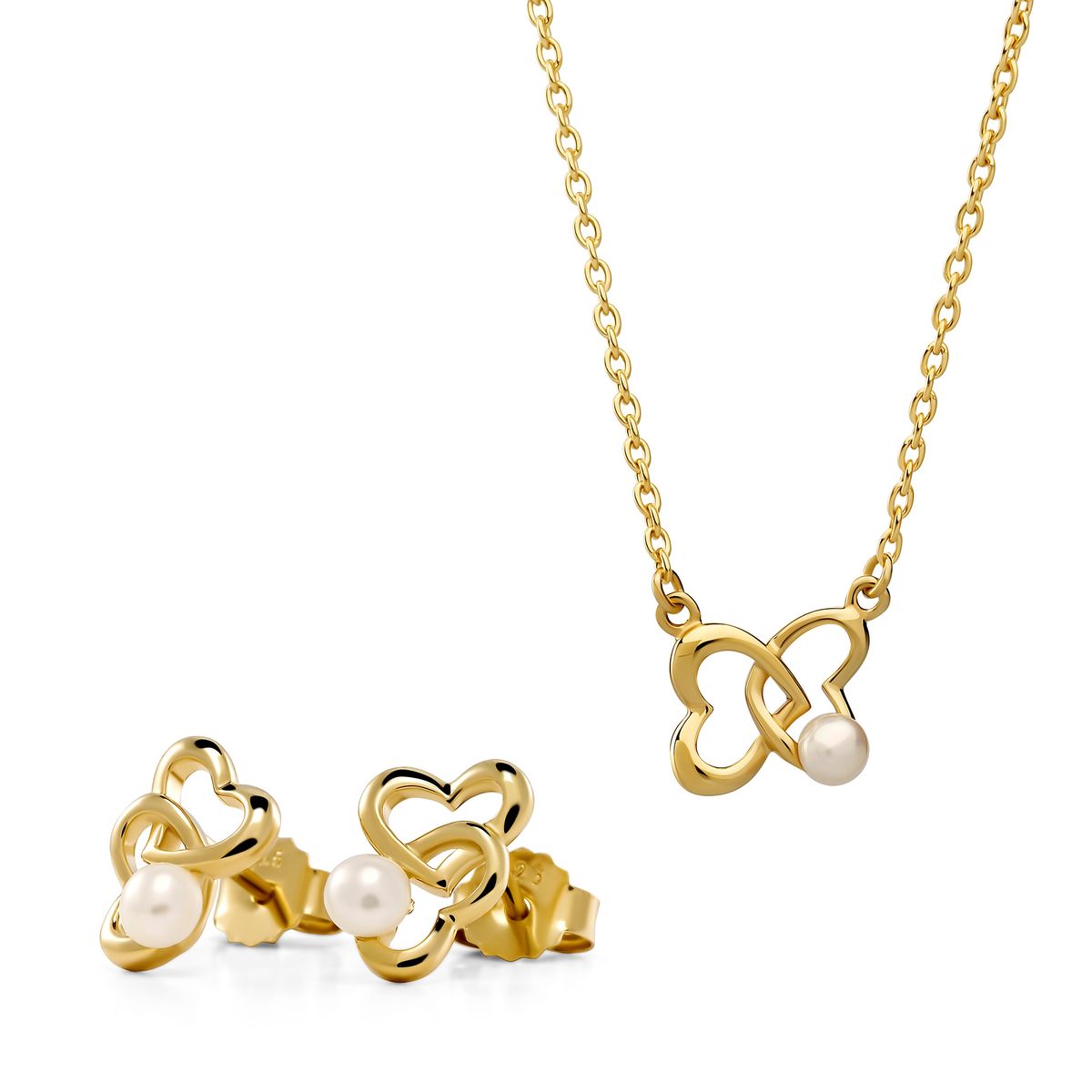 Orphelia 'Lili' Damen 925 Sterling Silber Set: Kettenanhänger + Ohrringe - Gold SET-7513/G