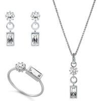 Orphelia 'Madelyn' Damen 925 Sterling Silber Set: Halskette + Ohrringe + Ring - Silber SET-7583