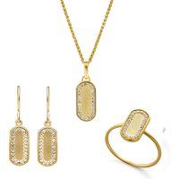 Orphelia 'Malaga' Damen Set aus 925er Sterling Silber: Halskette + Ohrringe + Ring - Gold SET-7573/G