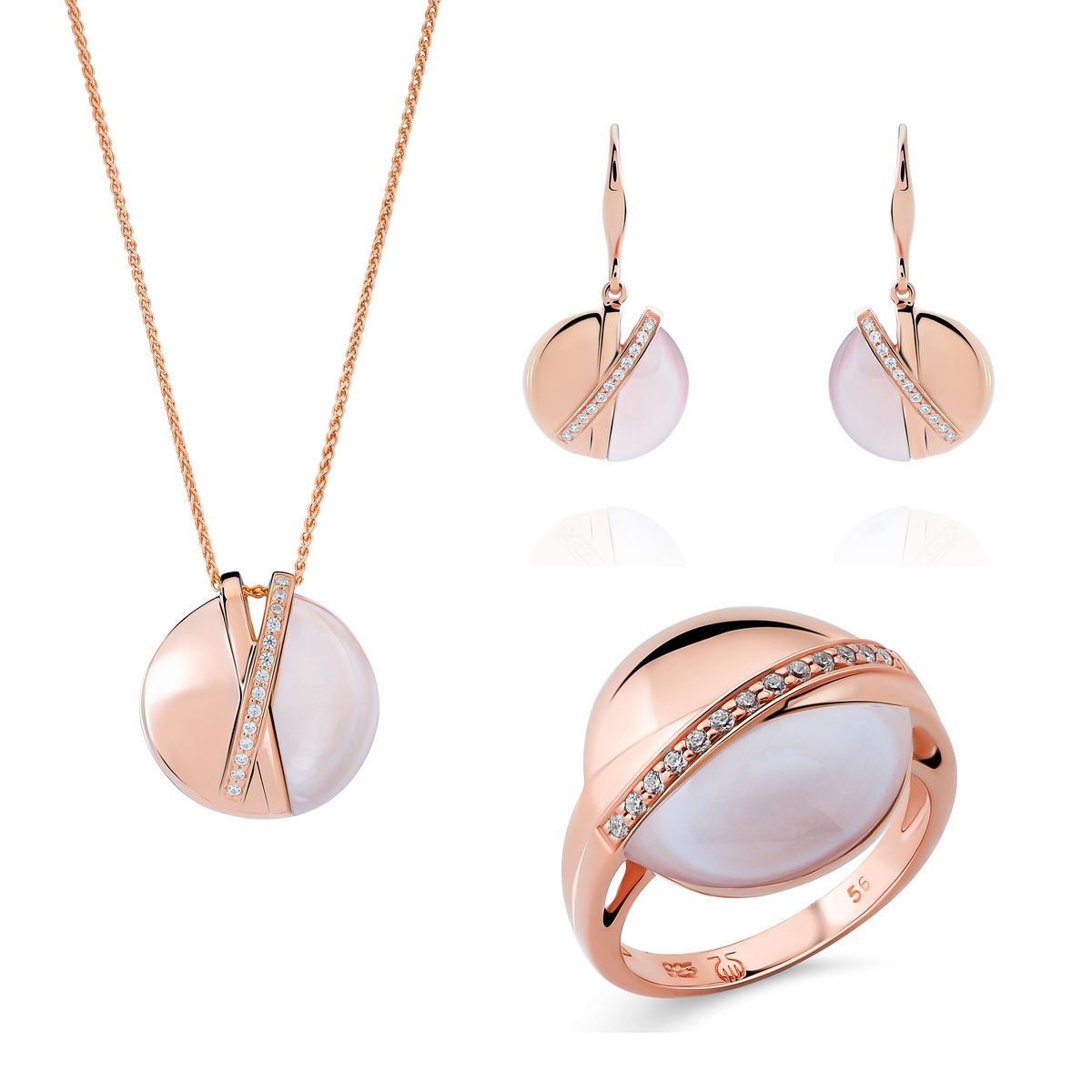 Orphelia 'Moragene' Damen-Set aus 925er Sterlingsilber: Halskette + Ohrringe + Ring – Rosé SET-7506/RG