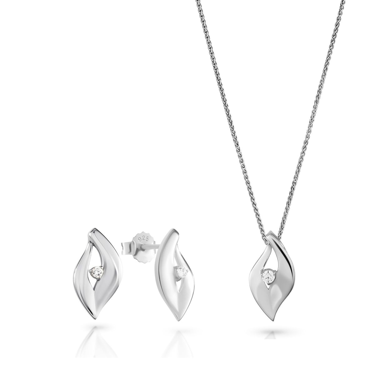 Orphelia 'Milan' Damen 925 Sterling Silber Set: Kette-Anhänger + Ohrringe - Silber SET-7519
