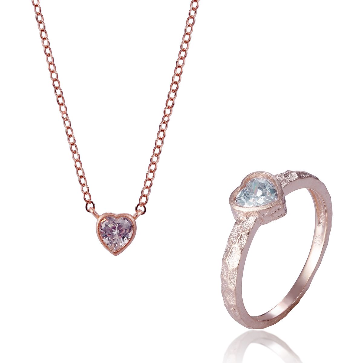 Orphelia 'Nora' Damen-Set aus 925er Sterlingsilber: Halskette + Ring – Rosé SET-7435
