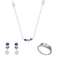 Orphelia 'Regula' Damen 925 Sterling Silber Set: Halskette + Ohrringe + Ring - Silber SET-7578