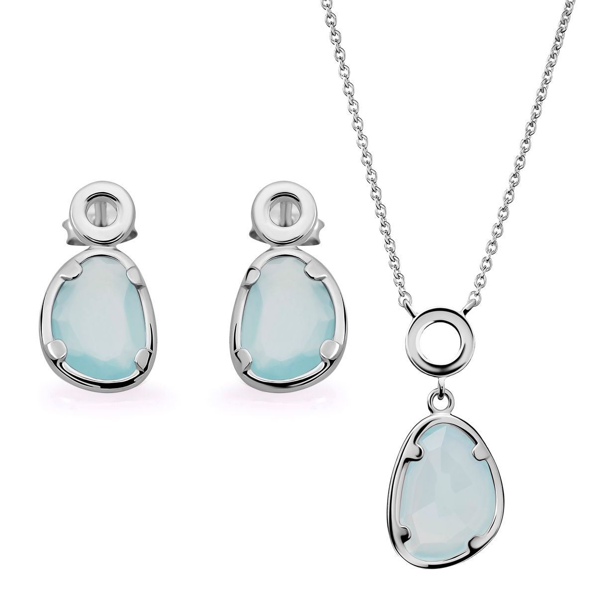 Orphelia 'Rivera' Damen 925 Sterling Silber Set: Halskette + Ohrringe - Silber SET-7480/BC