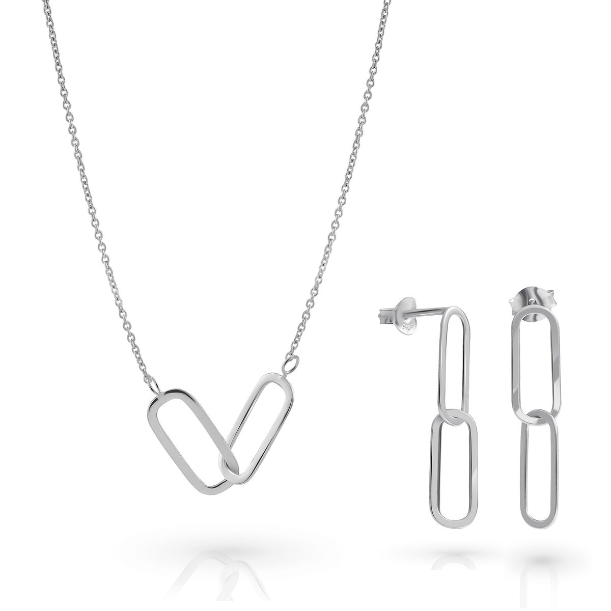 Orphelia 'Rose' Damen-Set aus 925er Sterlingsilber: Halskette + Ohrringe – Silber SET-7561