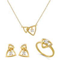 Orphelia 'Santorini' Damen 925 Sterling Silber Set: Halskette + Ohrringe + Ring - Gold SET-7570/G