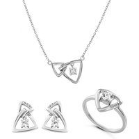 Orphelia 'Santorini' Damen 925 Sterling Silber Set: Halskette + Ohrringe + Ring - Silber SET-7570