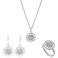 Orphelia 'Shine' Damen 925 Sterling Silber Set: Halskette + Ohrringe + Ring - Silber SET-7576