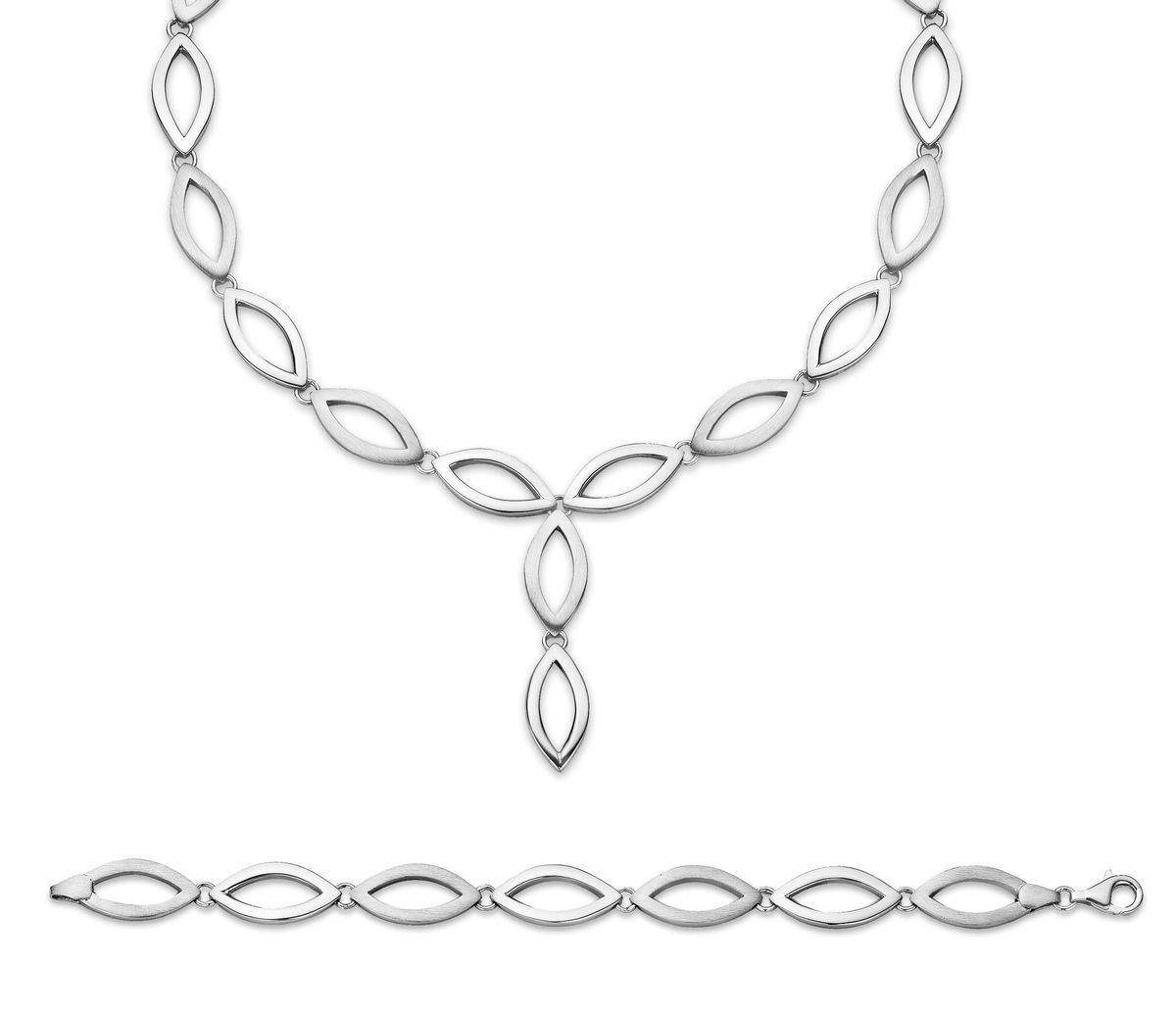 Orphelia Damen 925 Sterling Silber Set: Kette + Armband - Silber SET-039