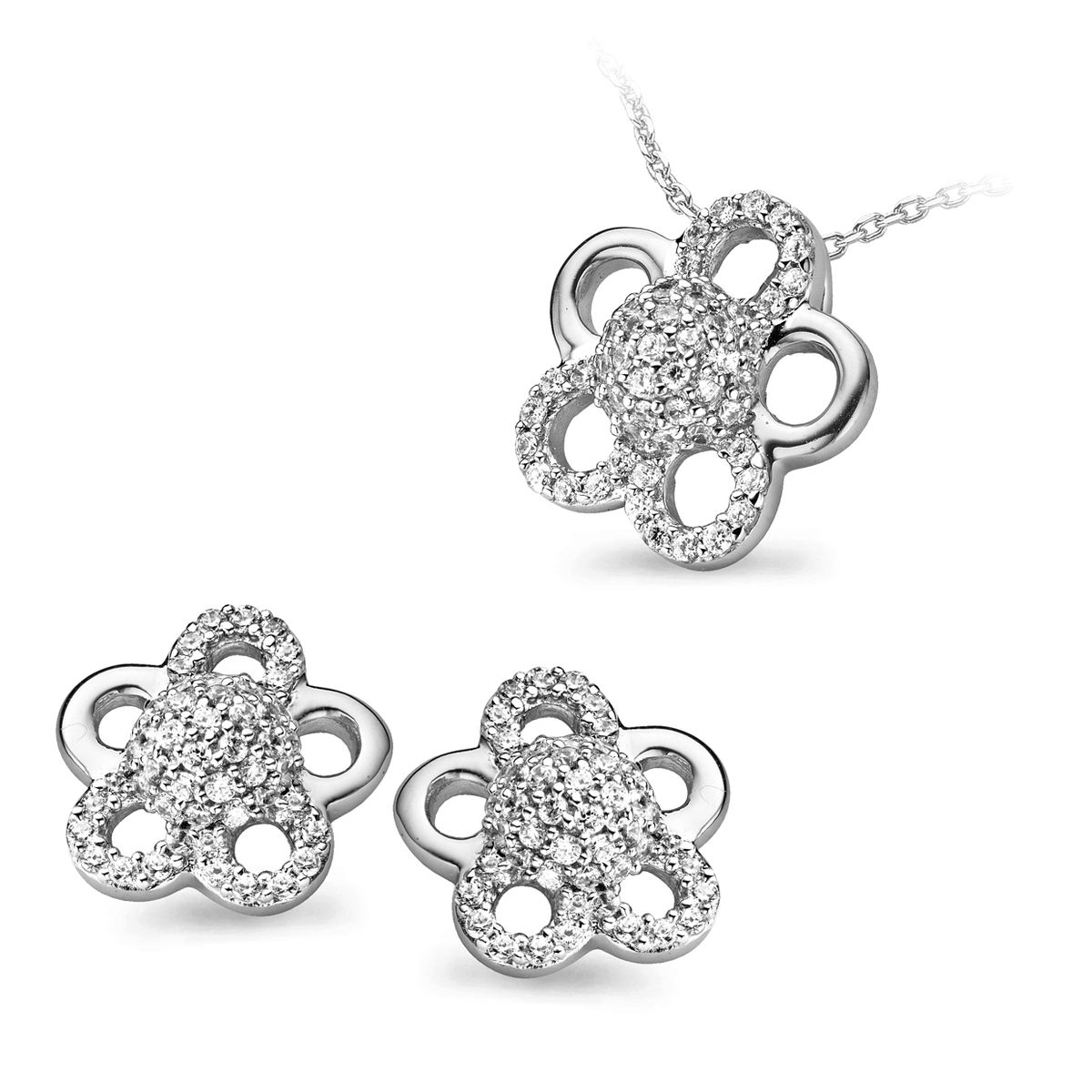 Orphelia Damen 925 Sterling Silber Set: Ketten-Anhänger + Ohrringe - Silber SET-5096