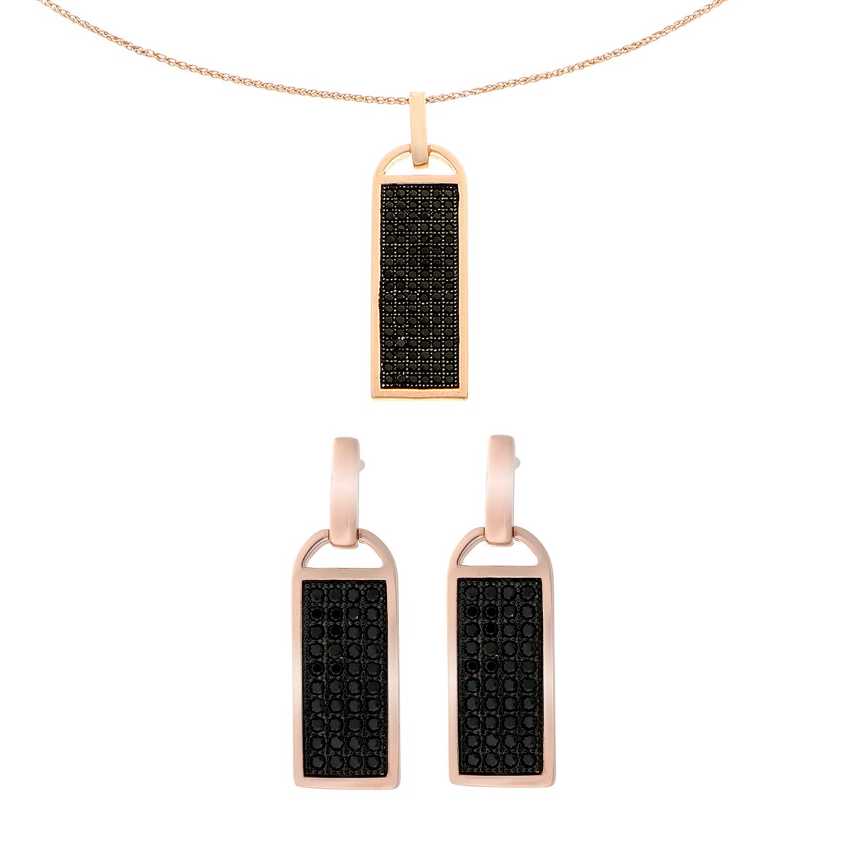 Orphelia Damen 925 Sterling Silber Set: Kettenanhänger + Ohrringe - Rosé SET-6045