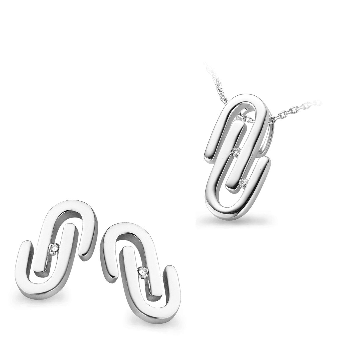 Orphelia Damen 925 Sterling Silber Set: Kettenanhänger + Ohrringe - Silber SET-5003