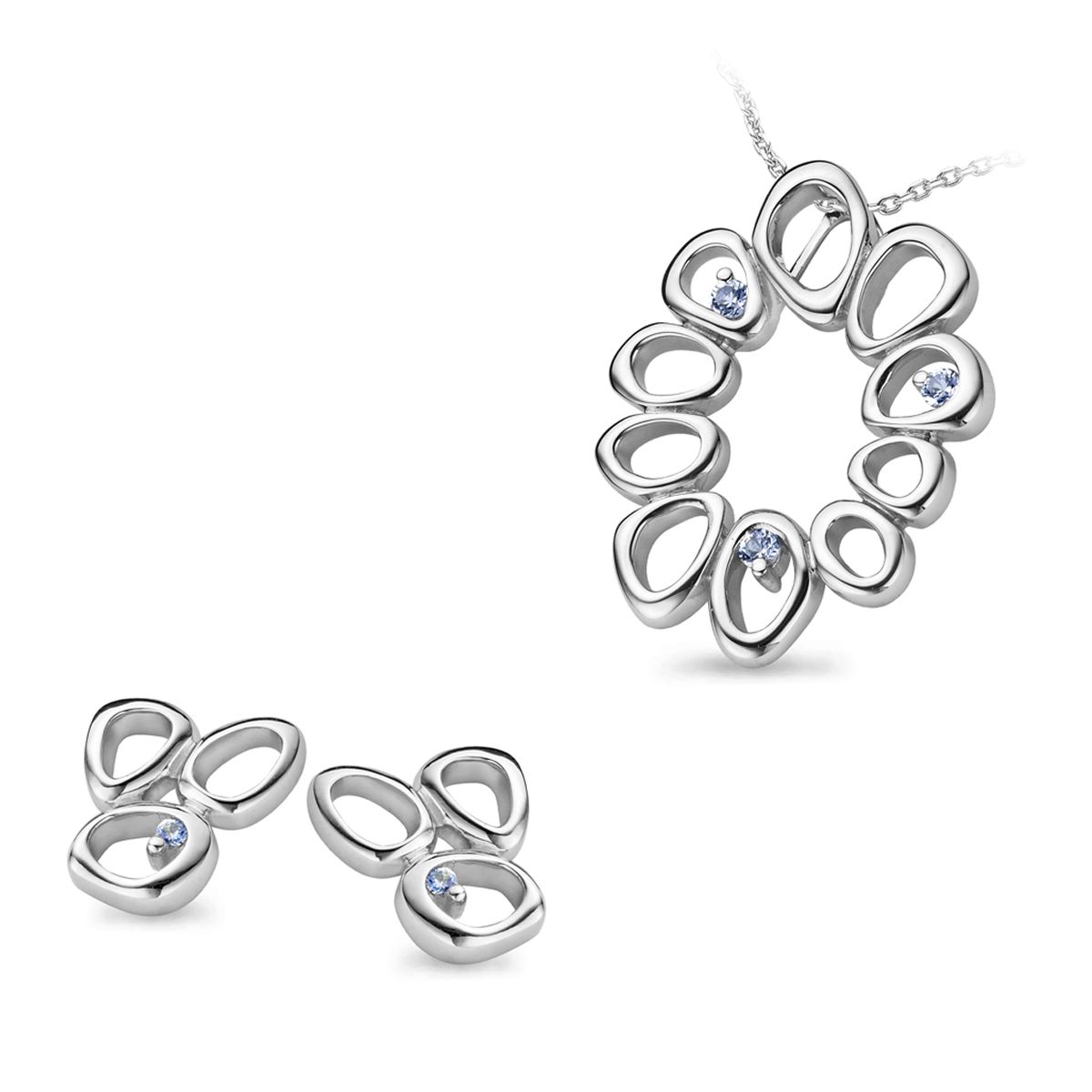 Orphelia Damen 925 Sterling Silber Set: Kettenanhänger + Ohrringe - Silber SET-5018