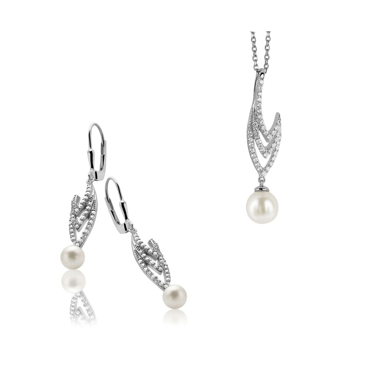 Orphelia Damen 925 Sterling Silber Set: Kettenanhänger + Ohrringe - Silber SET-5173