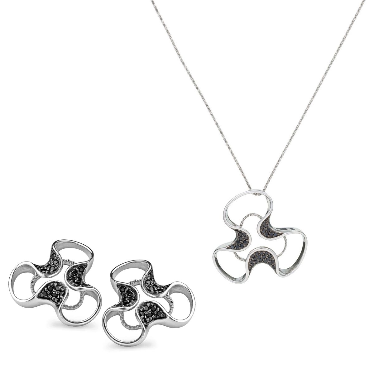 Orphelia Damen 925 Sterling Silber Set: Kettenanhänger + Ohrringe - Silber SET-5032