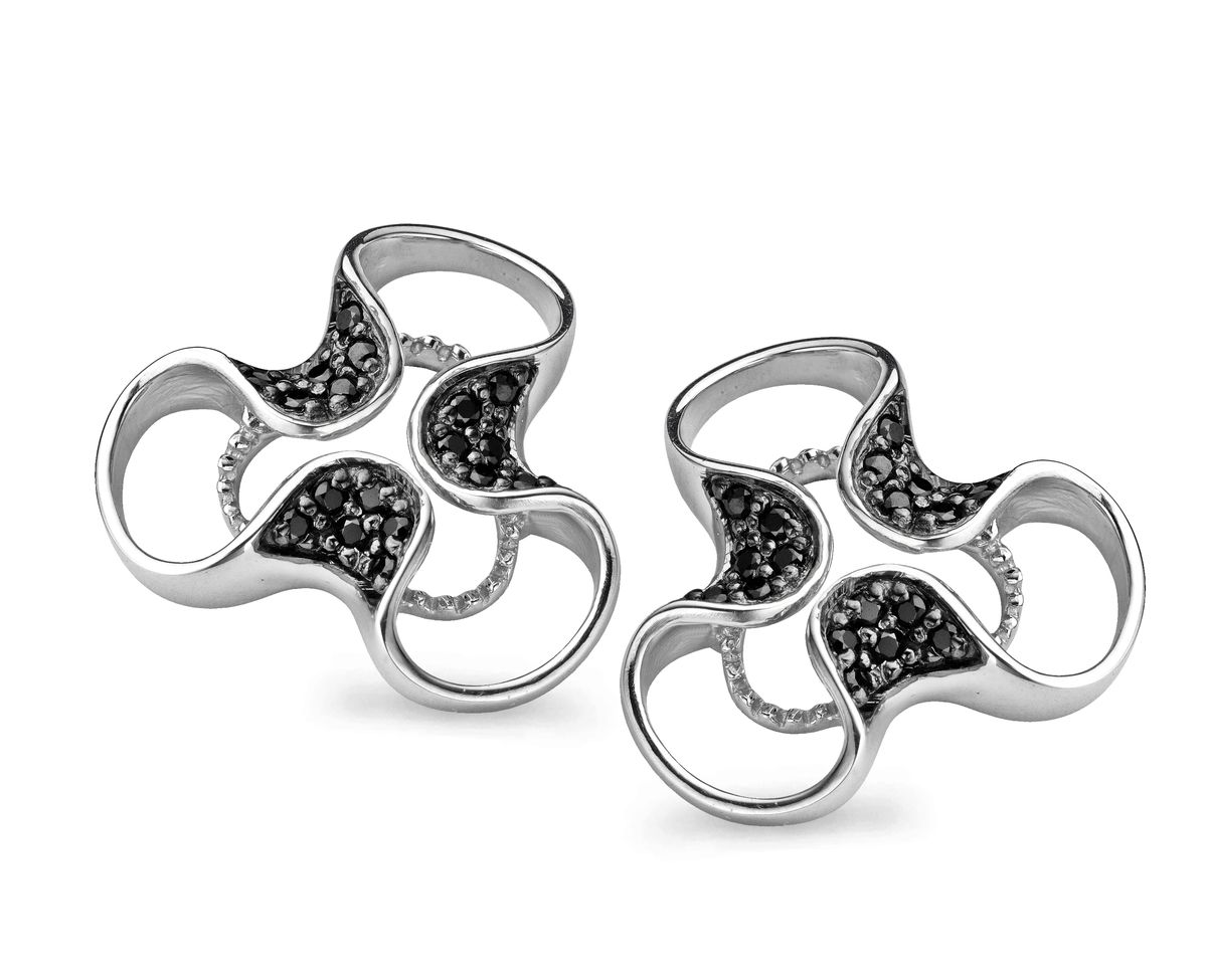 Abstraktes Wellen-Pavé-Schmuckset