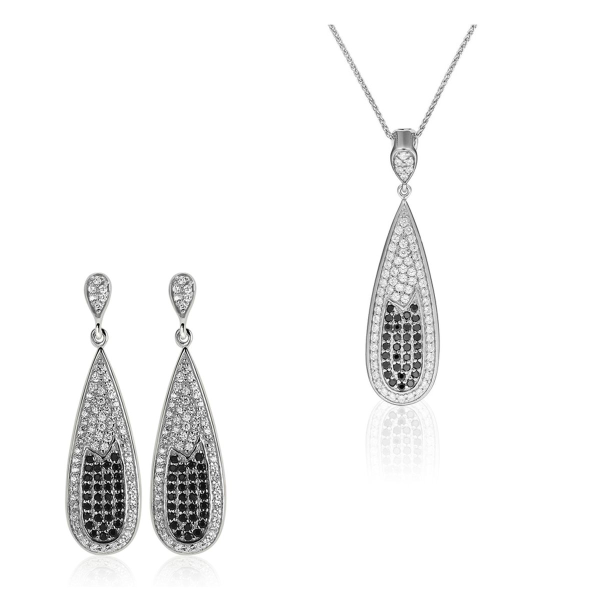 Orphelia Damen 925 Sterling Silber Set: Kettenanhänger + Ohrringe - Silber SET-5176