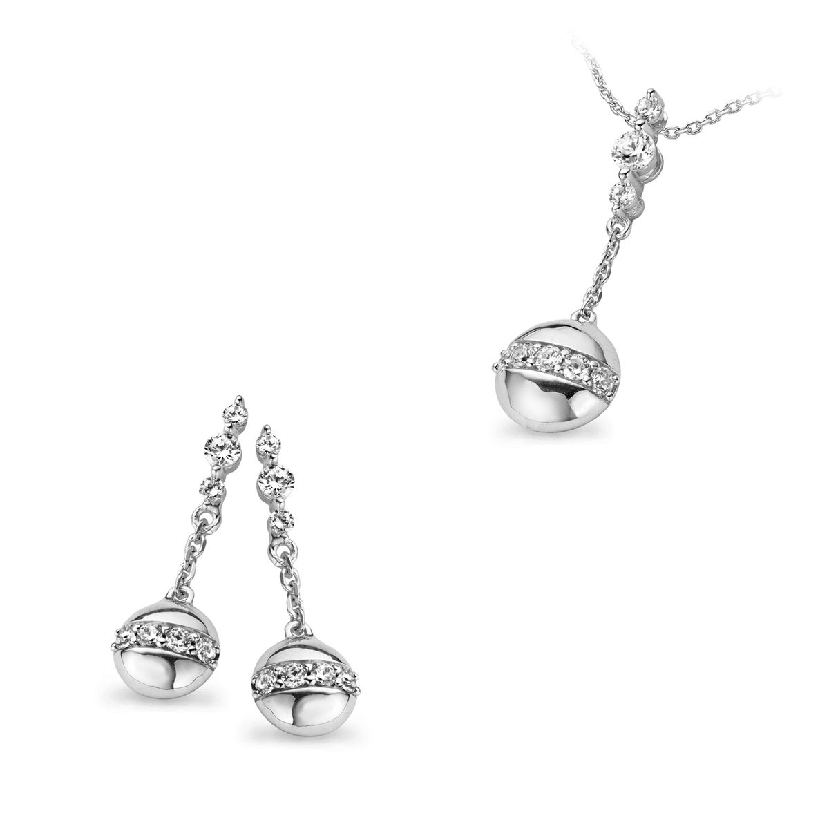 Orphelia Damen 925 Sterling Silber Set: Kettenanhänger + Ohrringe - Silber SET-5108