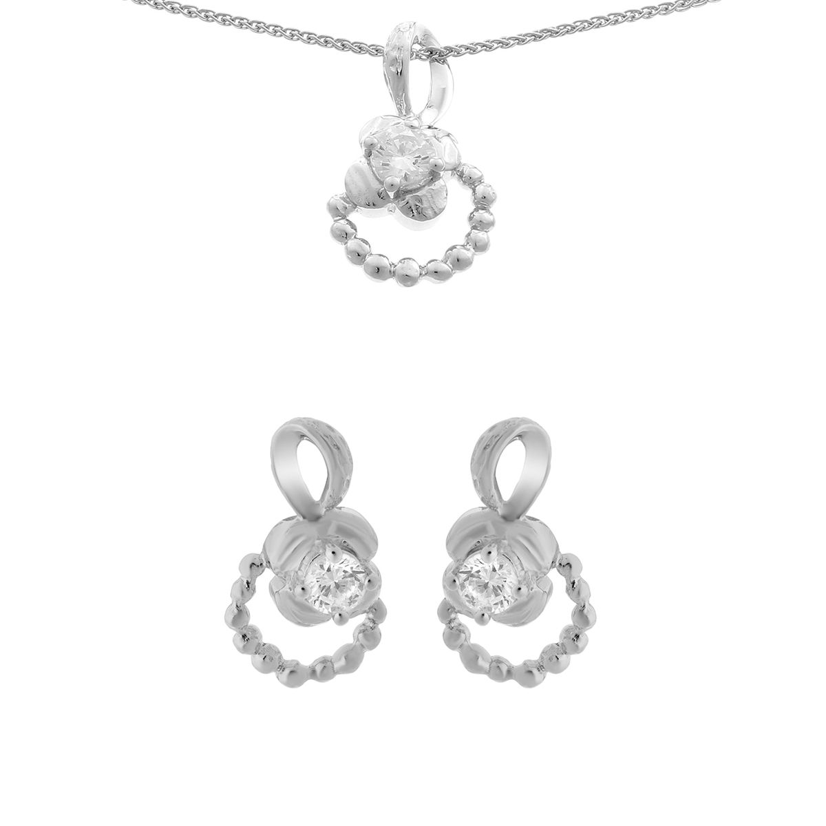 Orphelia Damen 925 Sterling Silber Set: Kettenanhänger + Ohrringe - Silber SET-5236