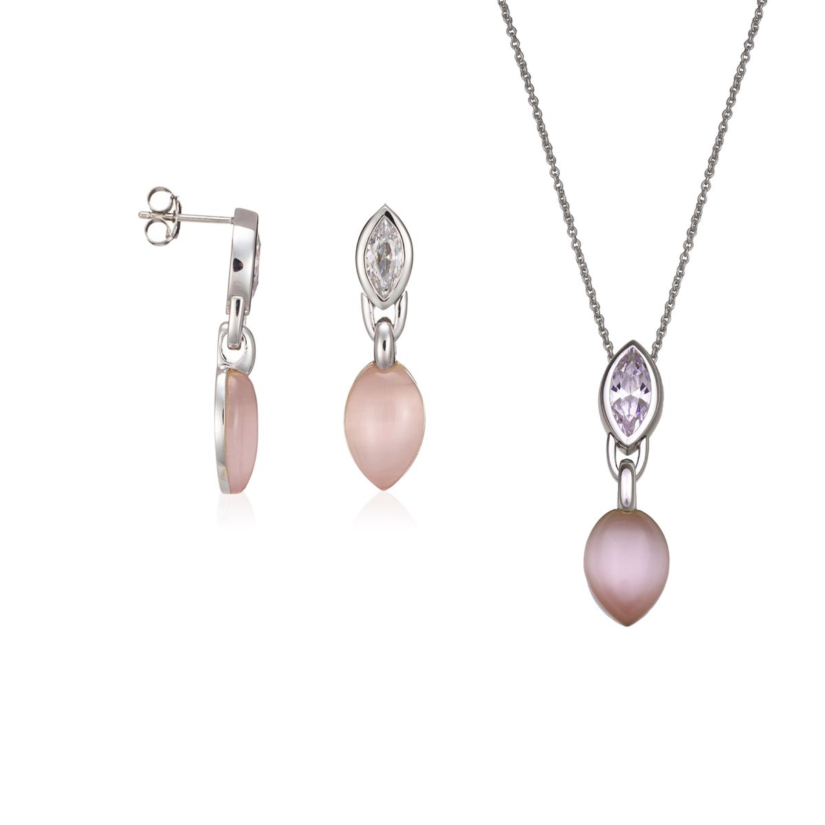 Orphelia Damen 925 Sterling Silber Set: Kettenanhänger + Ohrringe - Silber SET-5915
