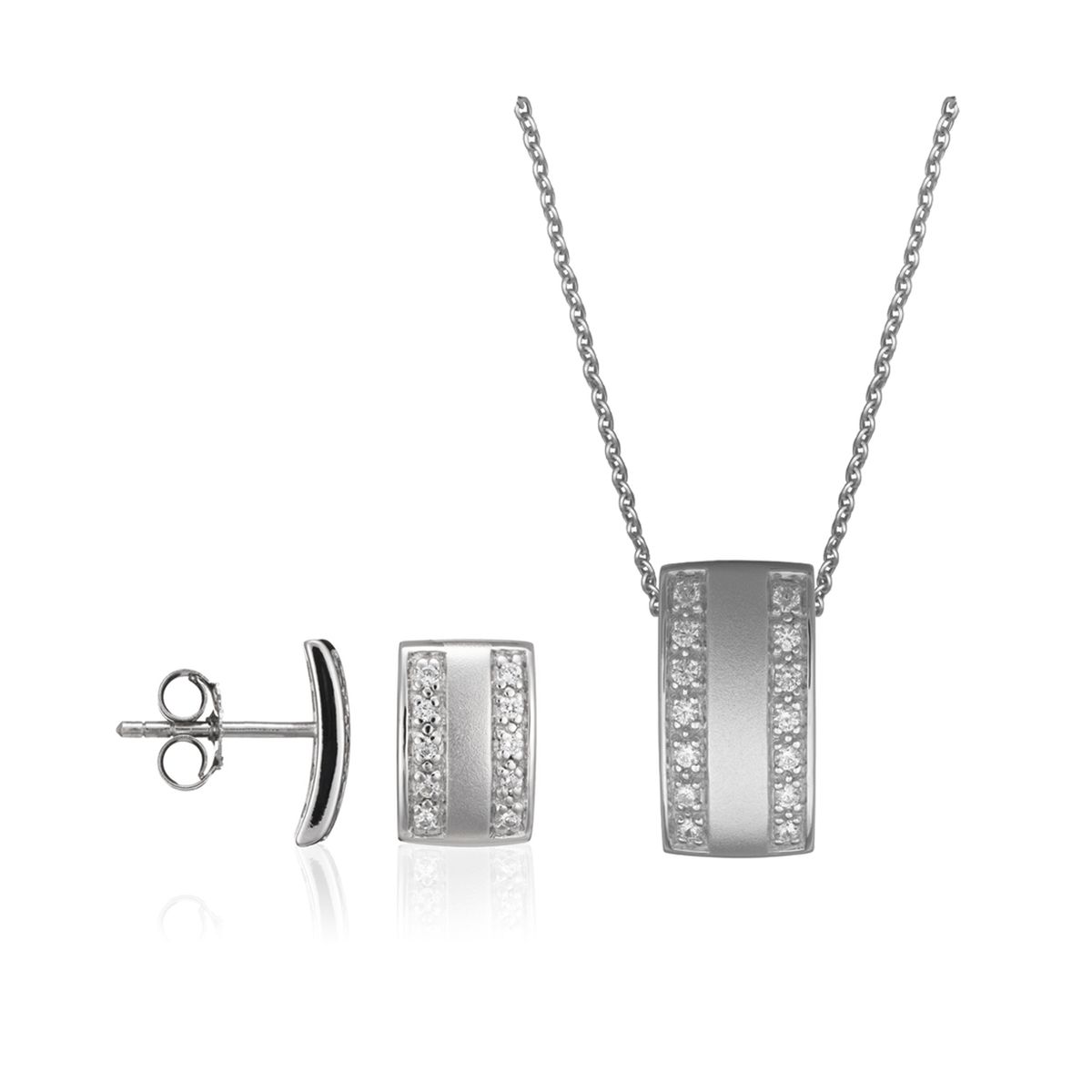 Orphelia Damen 925 Sterling Silber Set: Kettenanhänger + Ohrringe - Silber SET-5913