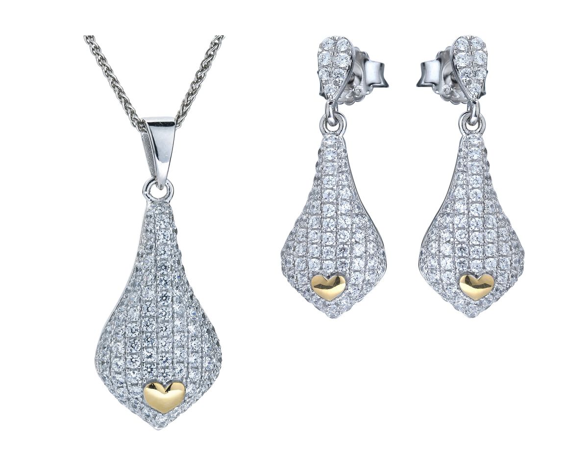 Orphelia Damen 925 Sterling Silber Set: Kettenanhänger + Ohrringe - Silber SET-5220