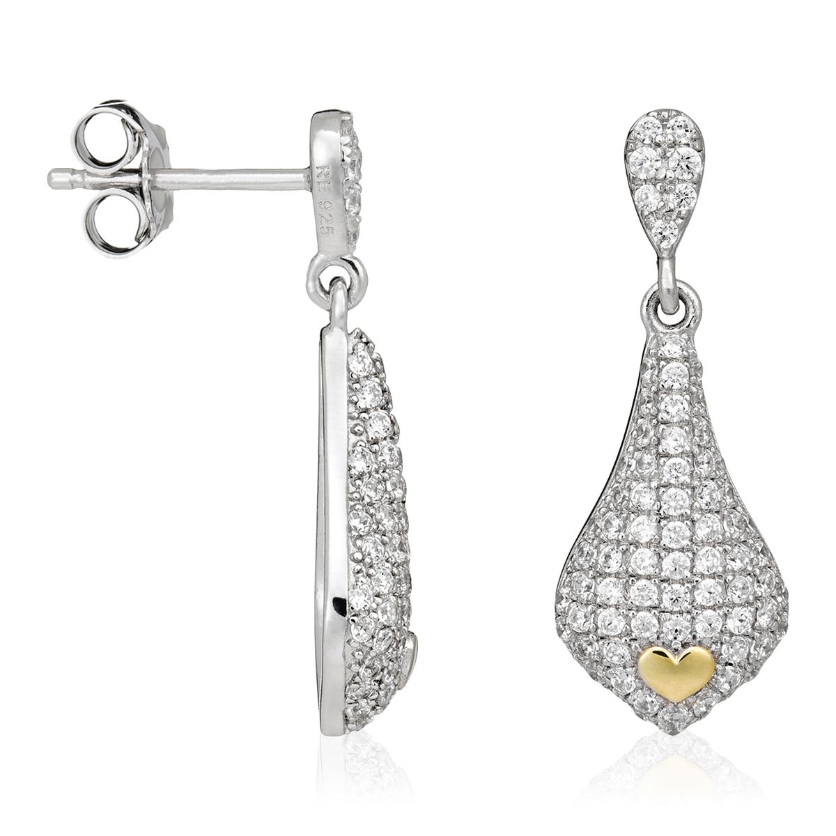 Schmuckset mit Pavé-Tropfen und Goldherz
