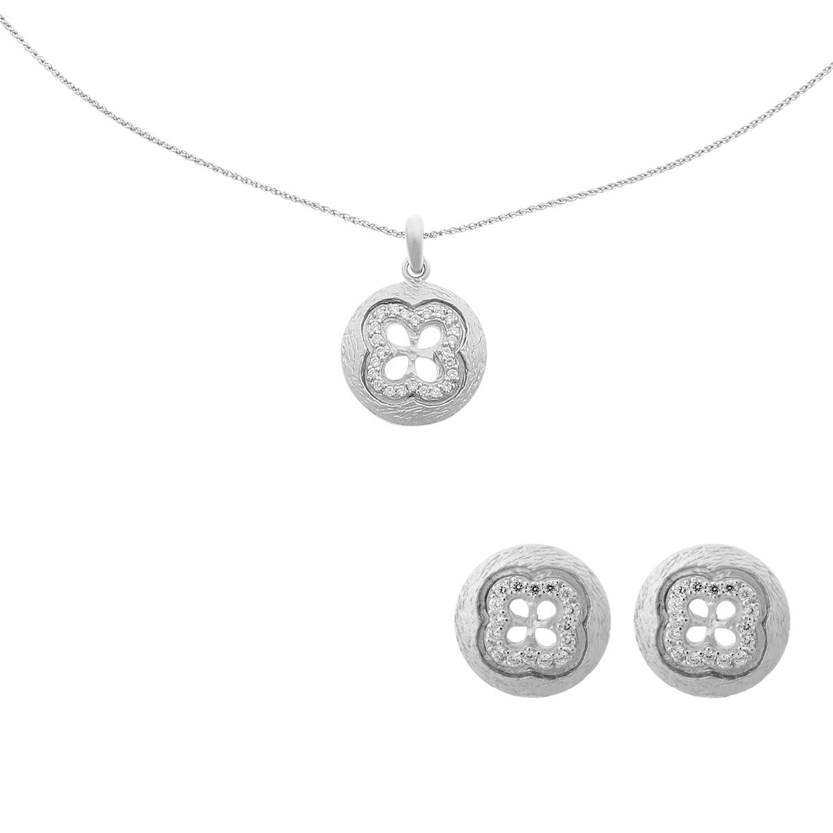 Orphelia Damen 925 Sterling Silber Set: Kettenanhänger + Ohrringe - Silber SET-5256