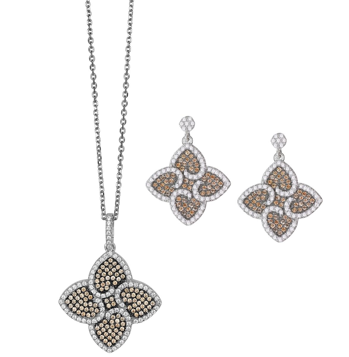 Orphelia Damen 925 Sterling Silber Set: Kettenanhänger + Ohrringe - Silber SET-5225