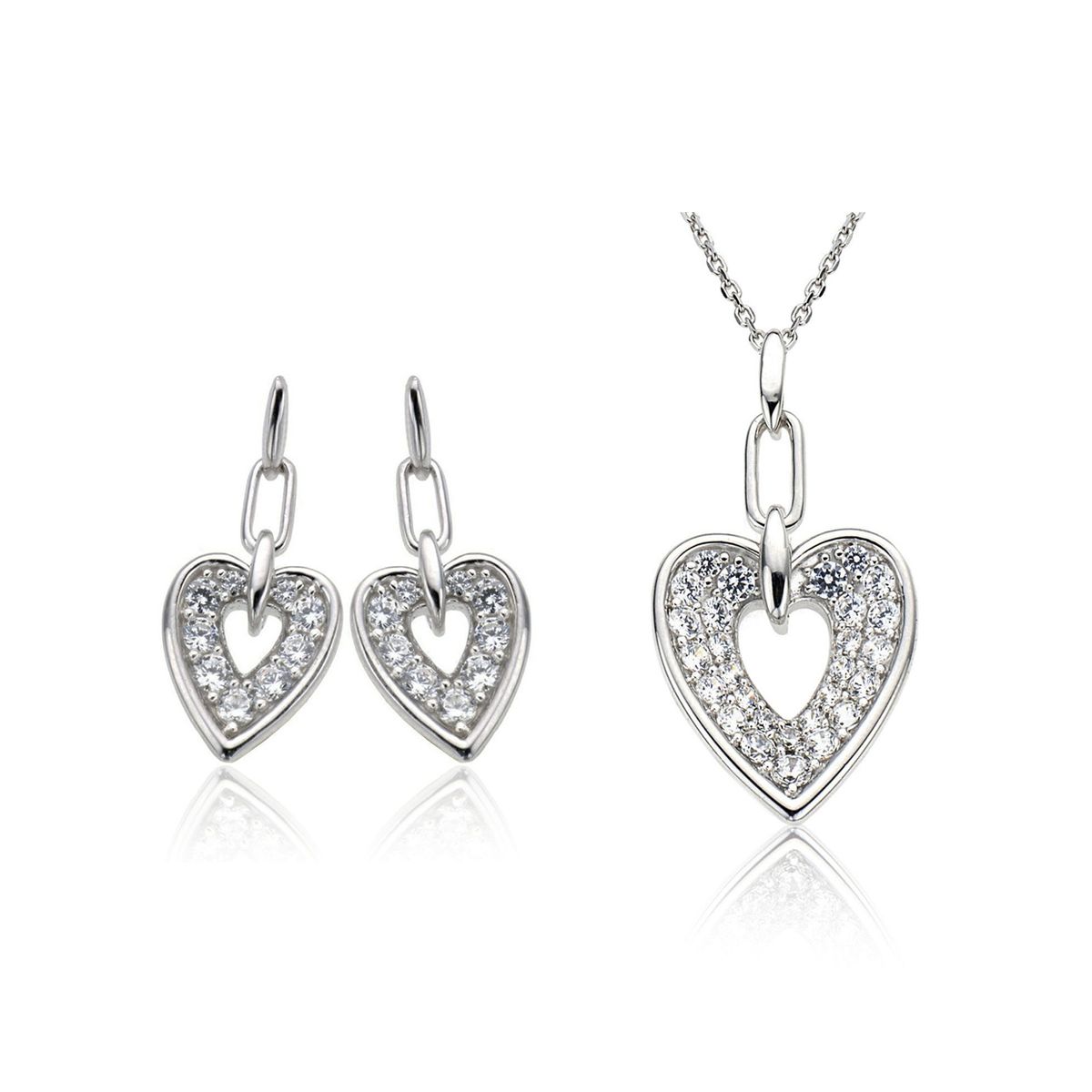 Orphelia Damen 925 Sterling Silber Set: Kettenanhänger + Ohrringe - Silber SET-5959