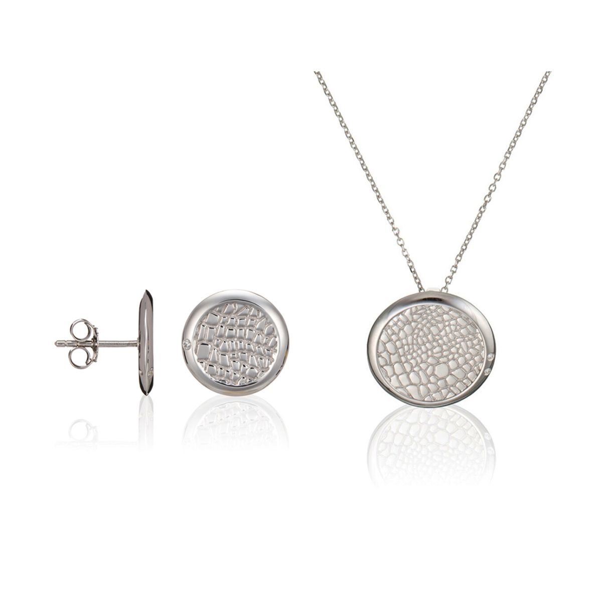 Orphelia Damen 925 Sterling Silber Set: Kettenanhänger + Ohrringe - Silber SET-5924