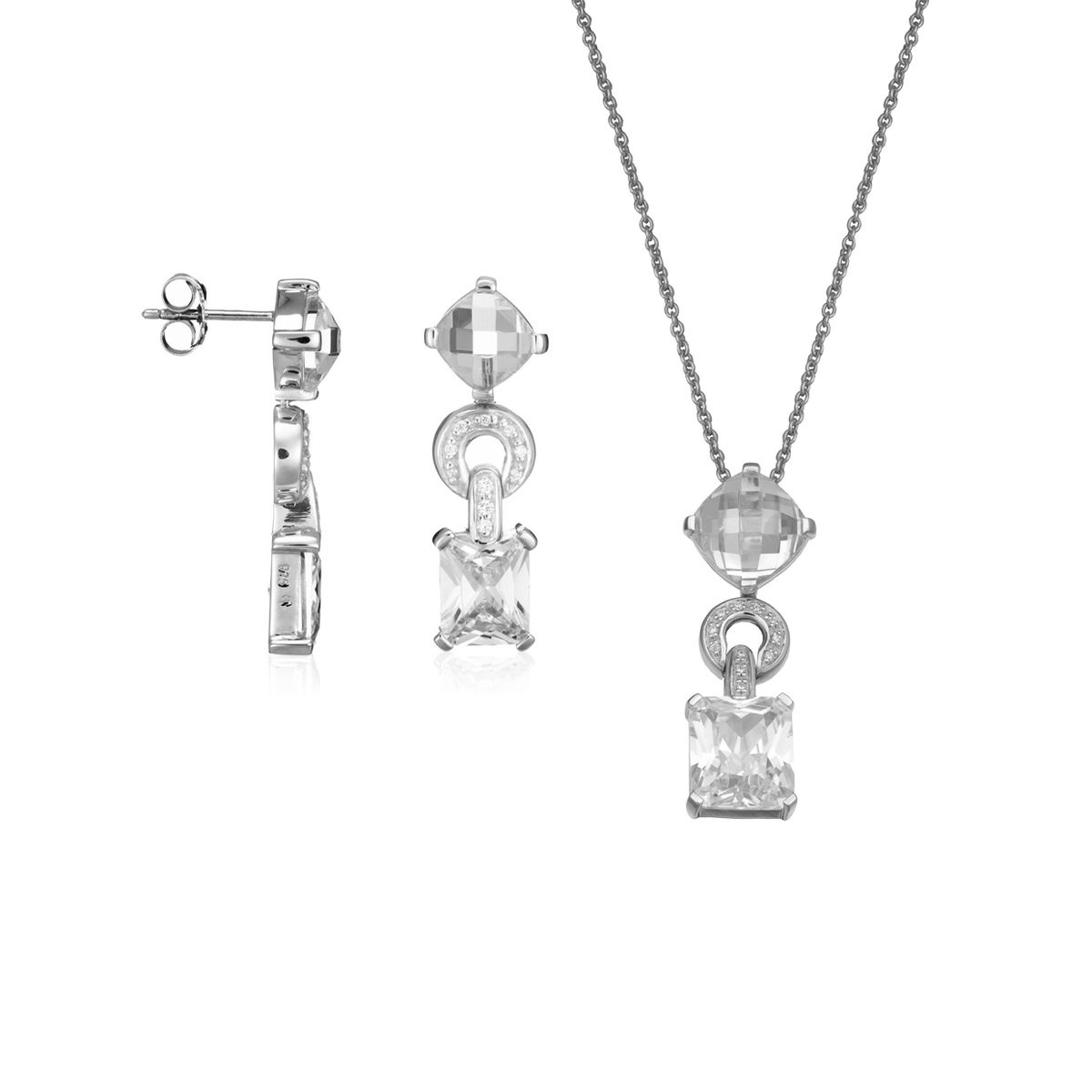 Orphelia Damen 925 Sterling Silber Set: Kettenanhänger + Ohrringe - Silber SET-5919