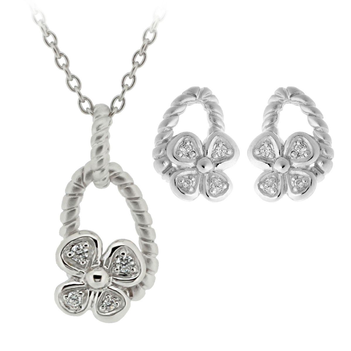 Orphelia Damen 925 Sterling Silber Set: Kettenanhänger + Ohrringe - Silber SET-6020
