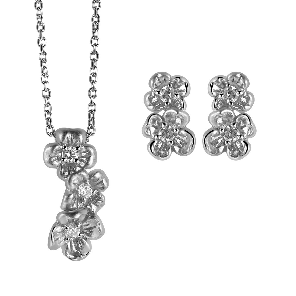 Orphelia Damen 925 Sterling Silber Set: Kettenanhänger + Ohrringe - Silber SET-6018
