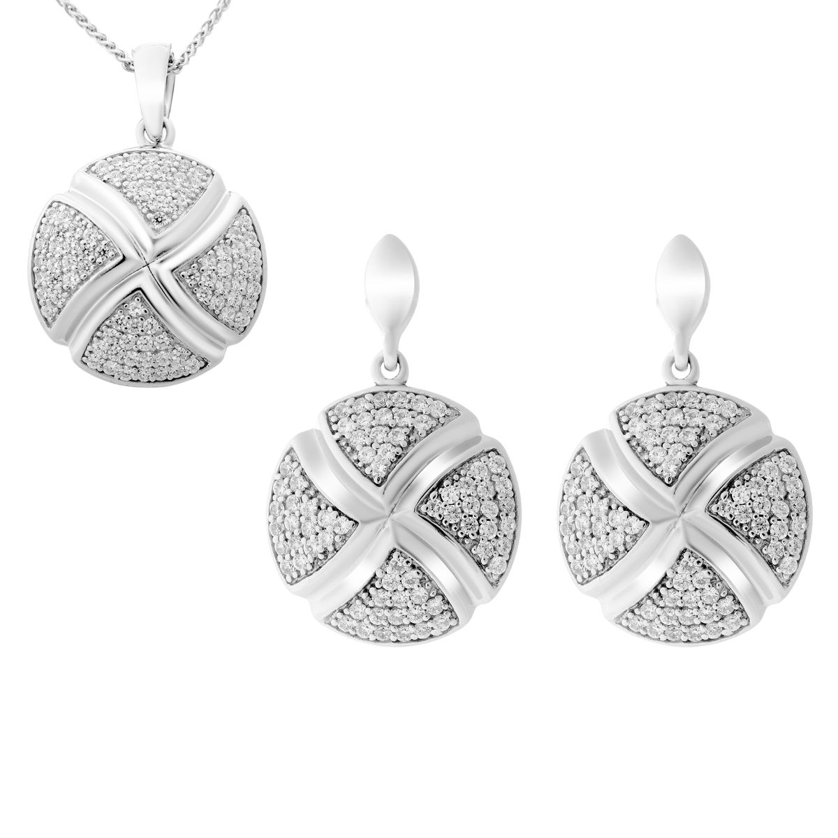Orphelia Damen 925 Sterling Silber Set: Kettenanhänger + Ohrringe - Silber SET-6043