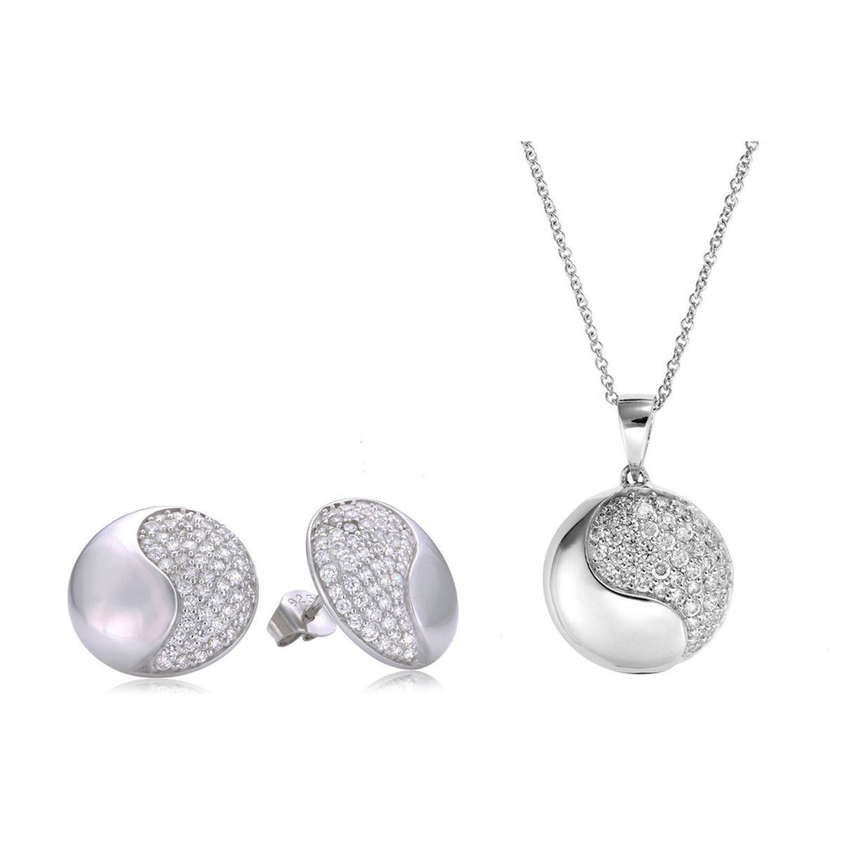 Orphelia Damen 925 Sterling Silber Set: Kettenanhänger + Ohrringe - Silber SET-5968