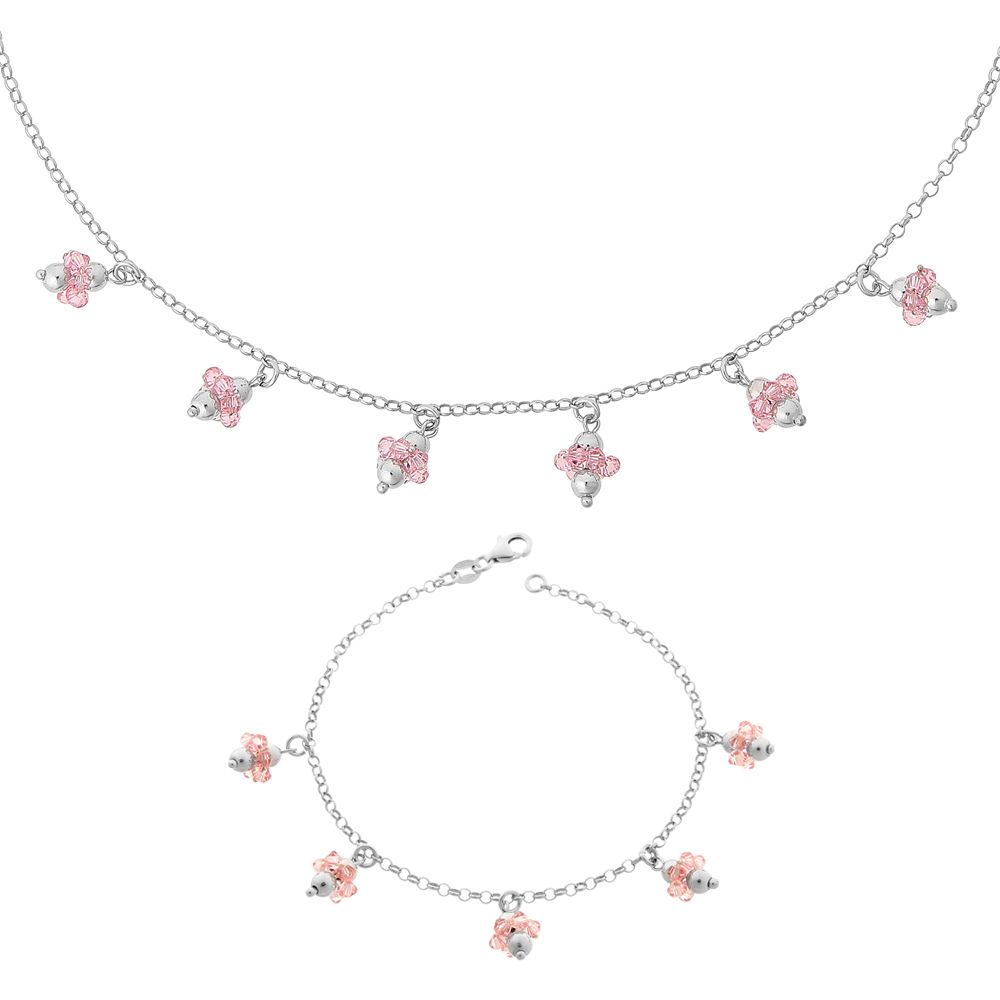 Orphelia Damen-Set aus 925er Sterlingsilber: Armband + Halskette – Silber SET-2559