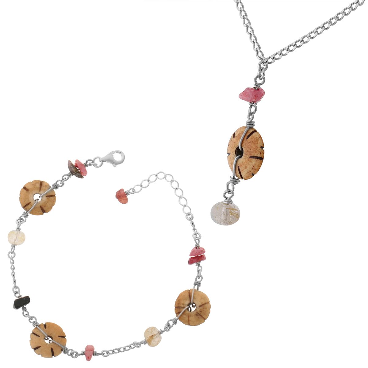 Orphelia Damen-Set aus 925er Sterlingsilber: Armband + Halskette – Silber SET-2586