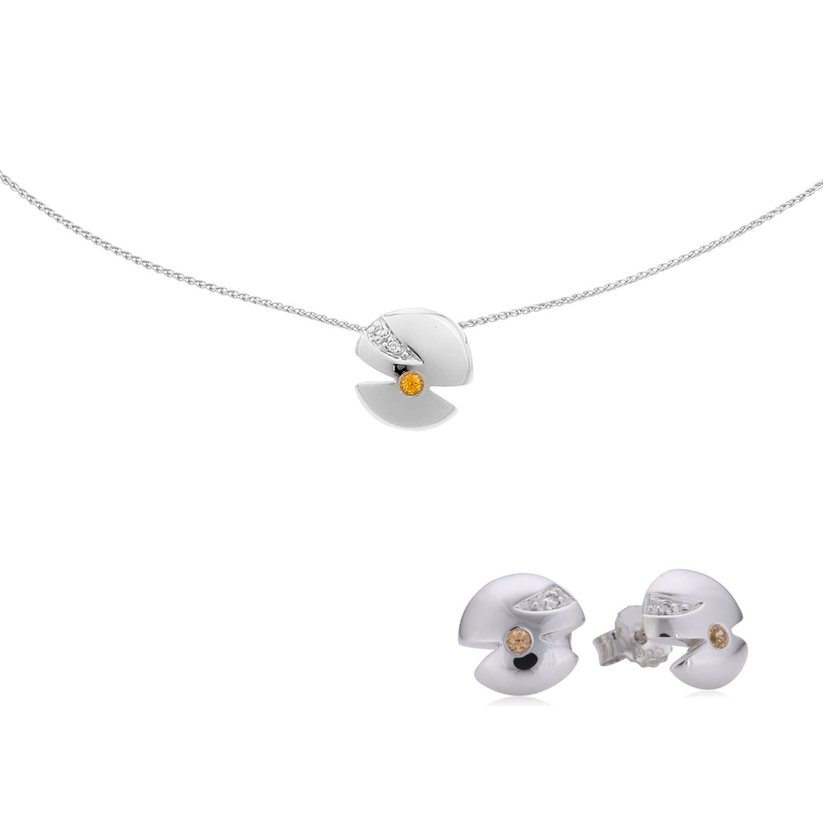 Orphelia Damen-Set aus 925er Sterlingsilber: Halskette + Ohrringe – Silber SET-5661