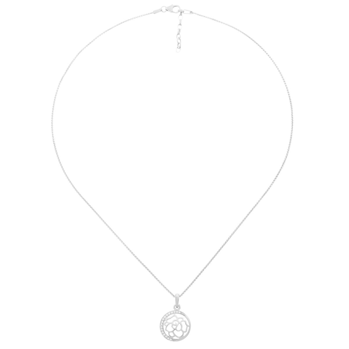 Zierliche Halskette mit Rosenanhänger Silber