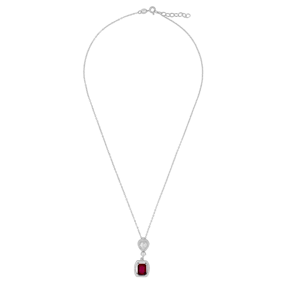 Elegante Silberkette mit rotem Anhänger