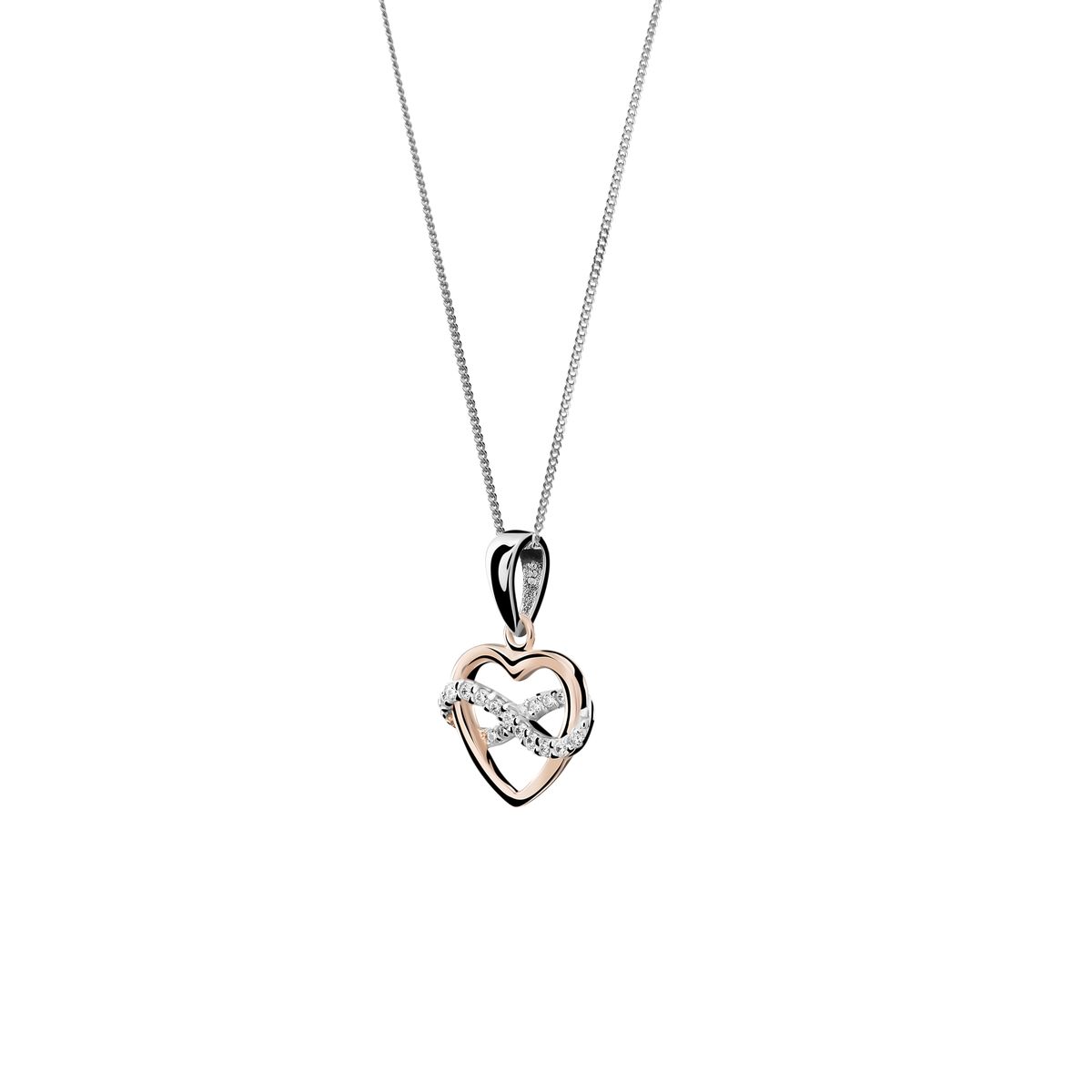 Orphelia 'Jasmina' Damen Halskette aus 925 Sterling Silber mit Anhänger - Silber/Rosé ZH-7483
