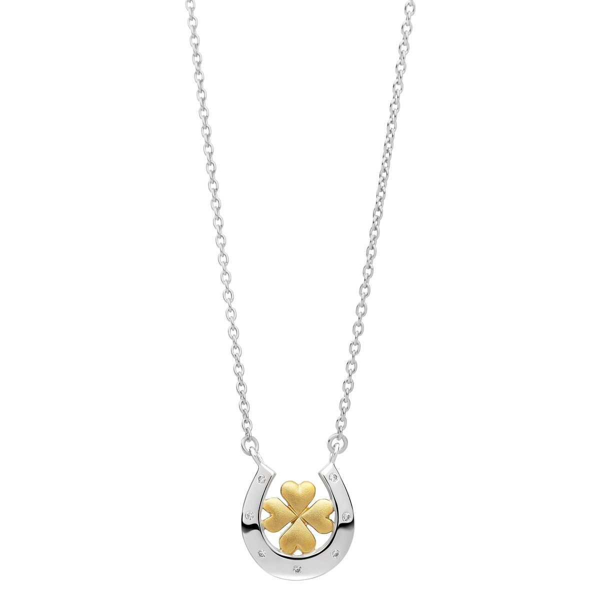 Orphelia 'Signature' Damenkette mit Anhänger aus 925er Sterlingsilber – Silber/Gold ZK-7517