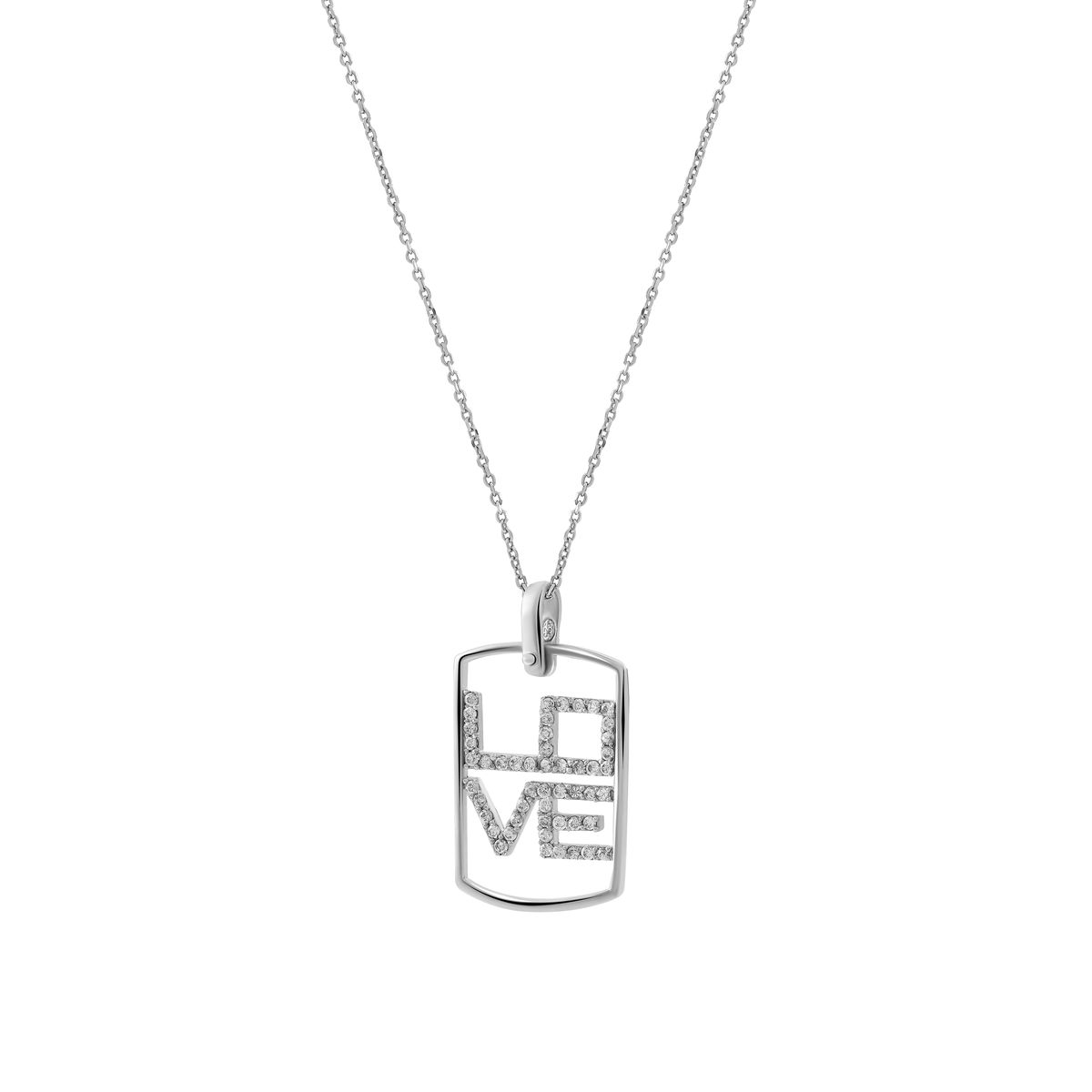 LOVE Dog-Tag Halskette mit Pavé-Besatz