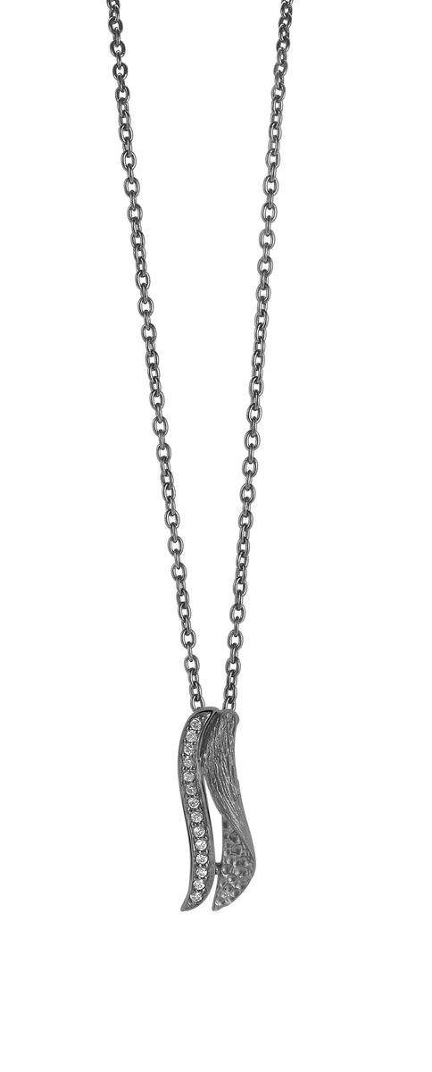 Orphelia Damen-Kette aus 925er Sterlingsilber mit Anhänger – Schwarz ZH-6030/2